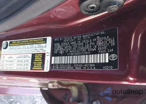 2014 Toyota Avalon Xle Premium из США, поврежденный, VIN 4T1BK1EB5EU131911